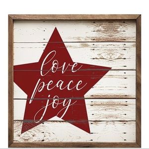 Kendrick Home Red 'Love Peace Joy' Star Wall Sign
